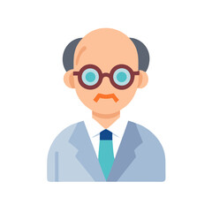 Flat illustration of scientist or professor on black background