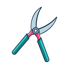 Cartoon pruning shears illustration on black background for gardening