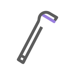 Isolated gray Allen wrench with purple accent on black