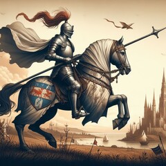 Fototapeta premium Chivalrous shield at the ready