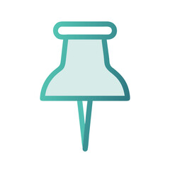 Teal pushpin flat vector graphic illustration on black background