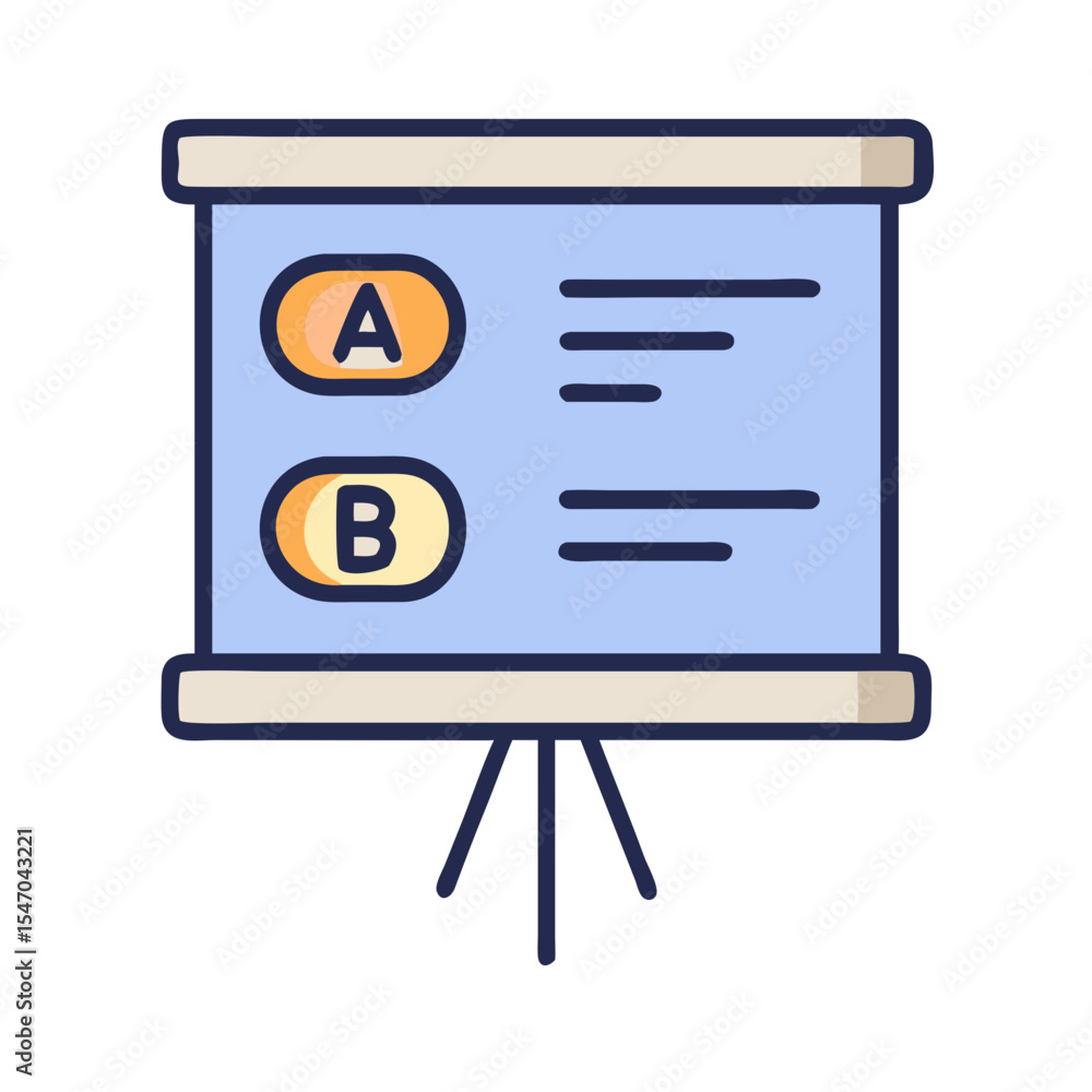 Poster presentation chart for comparing options a and b visually
