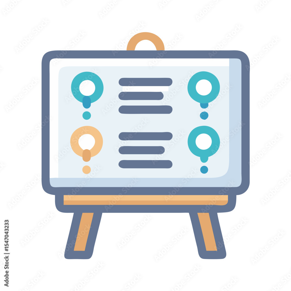 Poster flat icon of presentation board with circles and text