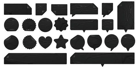 Vector Black Stickers labels tags of different shapes creative design