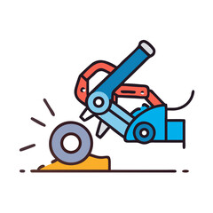 Robotic arm grinding or cutting material in a factory