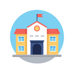 Colorful flat vector icon of an elementary school building