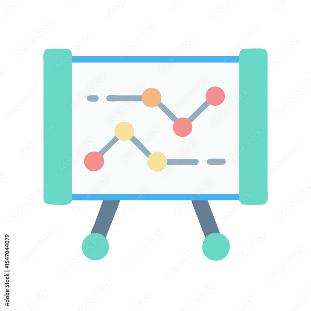 Aufkleber flat design flipchart with rising graph for business presentation