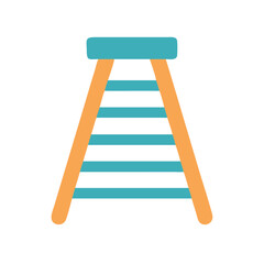 Simple illustrated ladder with blue rungs on black background