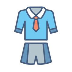 School uniform illustration: shirt, tie, skirt vector icon