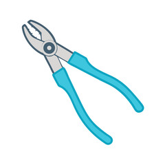 Stylized blue pliers illustration on a solid black background