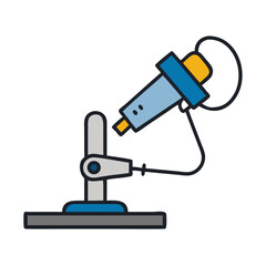 Flat vector illustration of a laboratory microscope for science