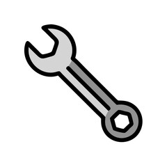 Simple gray wrench illustration on black background for mechanics