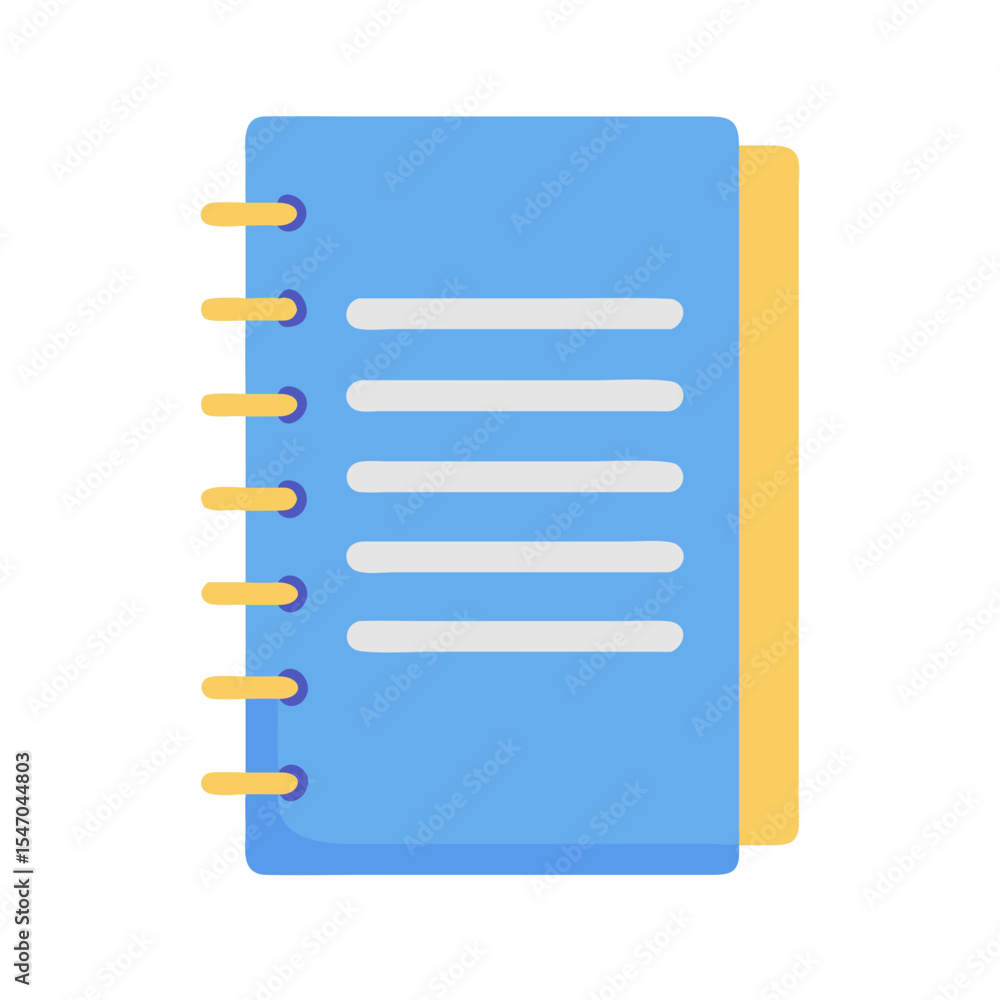 Poster blue notebook with lined paper and ring binding element