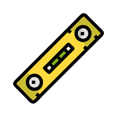Yellow spirit level illustration against a black background space