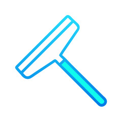 Minimalist blue and white squeegee graphic isolated on black