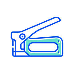 Iconic blue stapler on black background design concept artwork