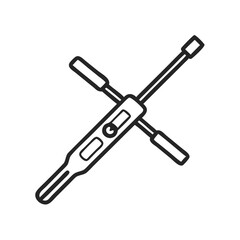 Minimalist illustration of lug wrench on black background visual