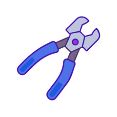 Stylized cartoon illustration of blue cutting pliers on black background