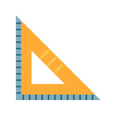 Triangle ruler flat design with grid against black background