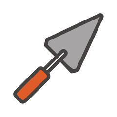 Graphic flat illustration of a trowel on black background