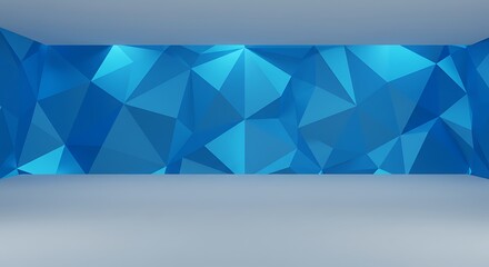 Obraz premium Empty room, Blue crystal background with triangles