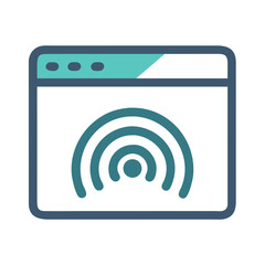 Web browser window showing wifi connection signal icon