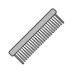 Stylized gray comb illustration on a black background