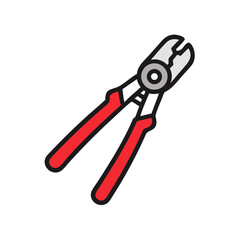Minimalist graphic of red handled wire cutters on black