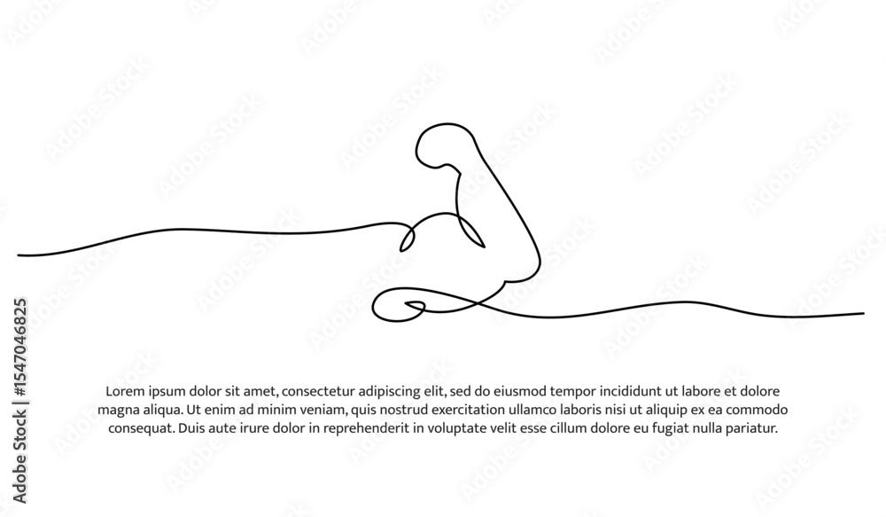 Poster one line arm muscle strength. abstract minimal continuous line.