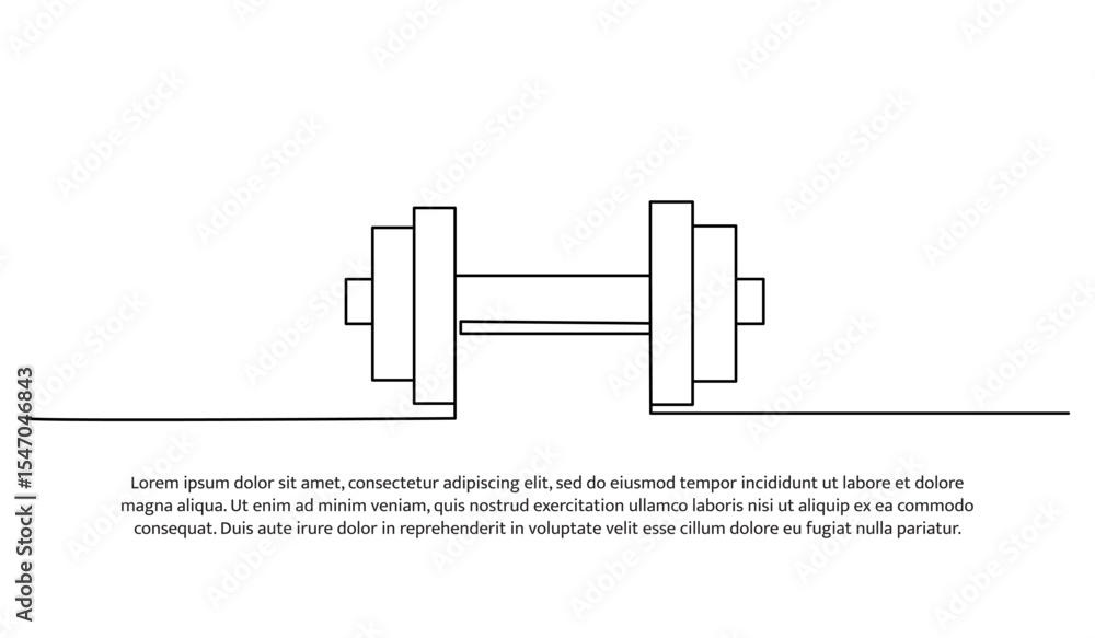 Aufkleber one line barbell can use for gym. abstract minimal continuous line.