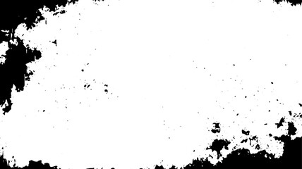 Grunge Splatter Border Texture with Distressed Ink Erosion on White Background