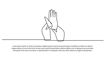 One line massaging hands. Abstract minimal continuous line.