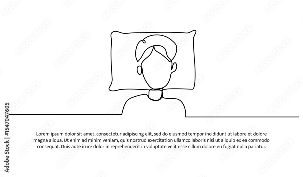 Poster one line healthcare a man sleep. abstract minimal continuous line.