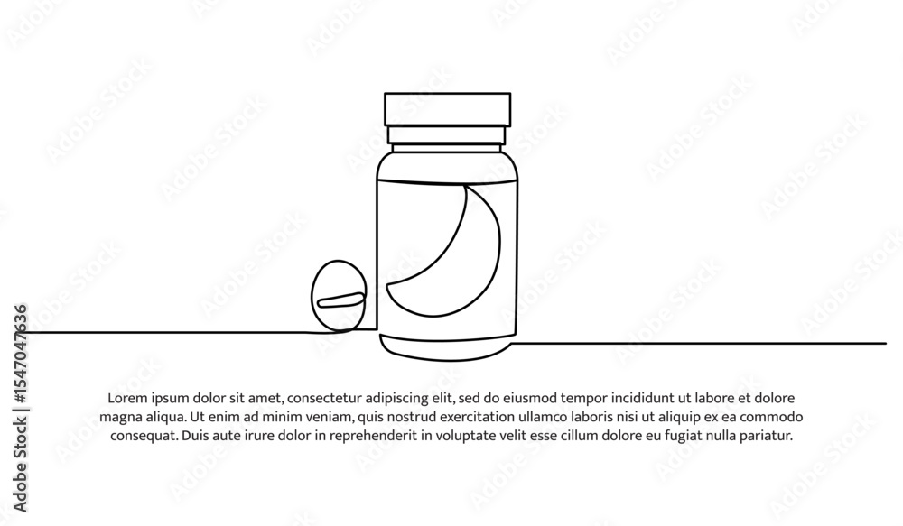 Poster one line vitamin. abstract minimal continuous line.