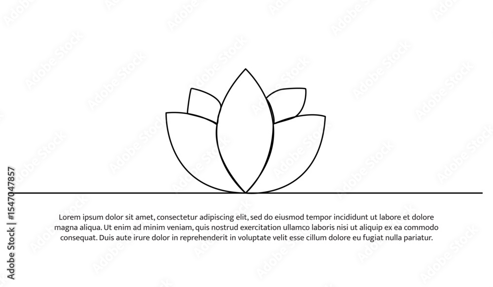 Poster one line flower lotus . abstract minimal continuous line.