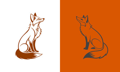 Elegant fox silhouette logo design in two colors ai generated