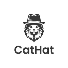 Stylish cat wearing a fedora hat logo design ai generated