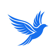 Abstract blue bird in flying logo design ai generated