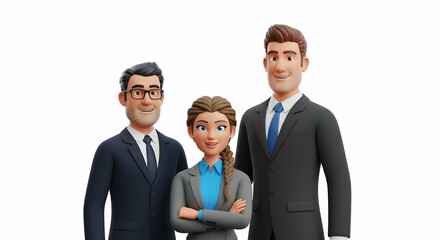 Professional Business Team Characters with Confident Expressions