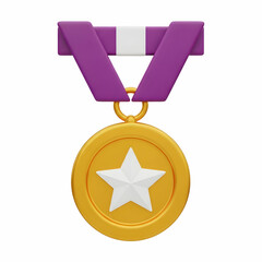 Gold Medal Award with Purple Ribbon for Achievement