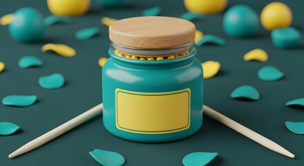 Colorful Paint Jar with Wooden Lid for Creative Art Projects