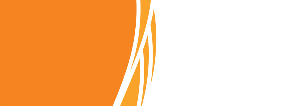 Abstract orange and white curve banner background. Flowing orange abstract graphic.
