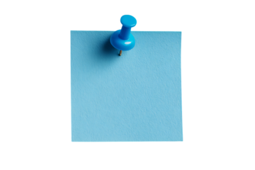 Simple blue note pinned to surface.  Perfect for reminders or messages.