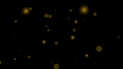 Gold particle overlay creates a shimmering yellow circles on a black transparent background