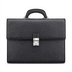Black leather briefcase with silver lock and handle