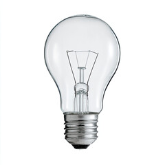 Clear glass light bulb with metal base isolated on white