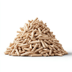 Wood pellet fuel pile with natural texture and light color