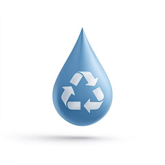 Water drop with recycling symbol, blue water drop, environmental