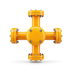 Yellow industrial pipe connector with bolts and flange