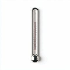 Mercury thermometer with metal frame showing temperature white